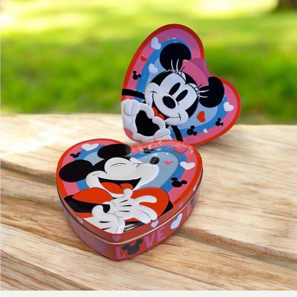 Disney Heart Tin with Mickey and Minnie - Red and Pink